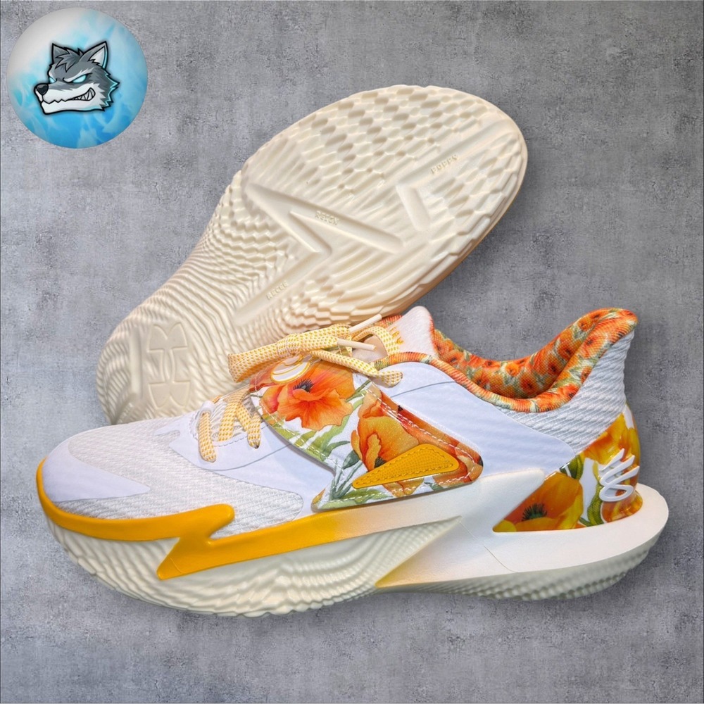 Under Armour Fox 2 POPPY White Gold Basketball Shoes Mens 9 6013949-100 New